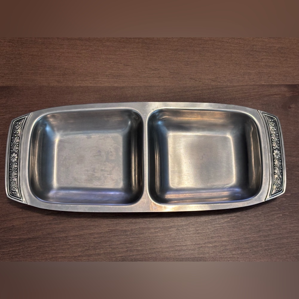 Cordova, 1969, Solid 18-8 Stainless Steel Double Serving Tray MCM